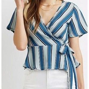 Charlotte Russe Striped Wrap Top Size M
